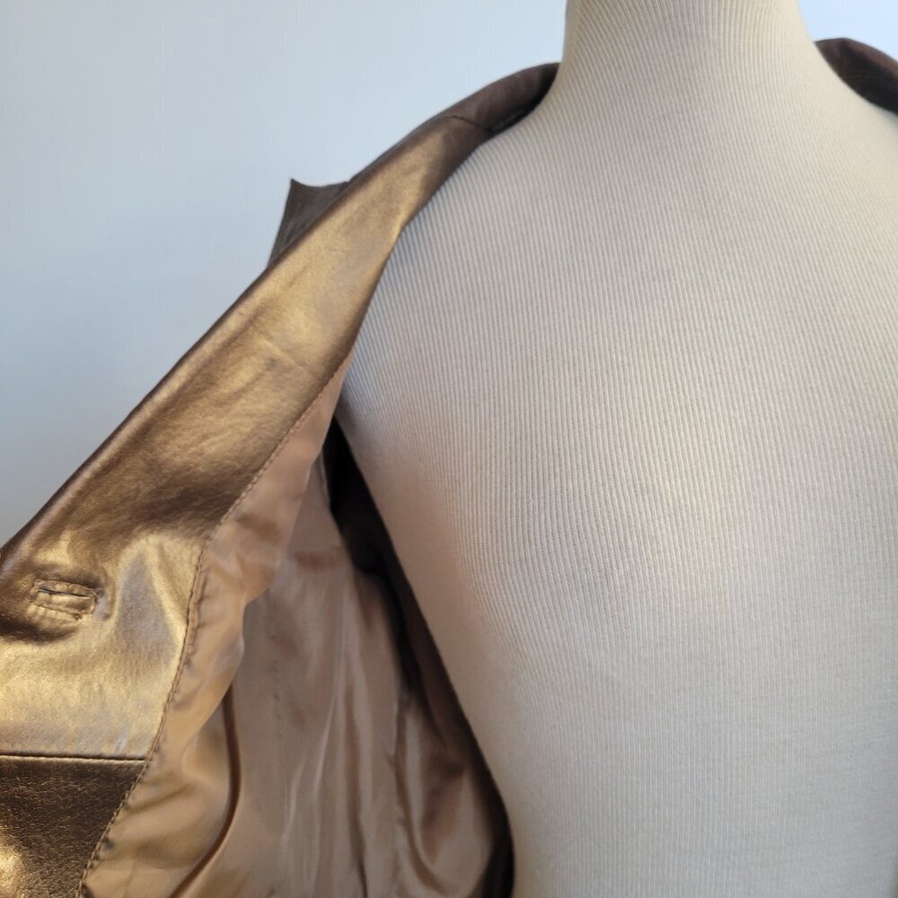 Bernardo Bronze Genuine Leather Blazer Jacket (Size: M) - Picture 6 of 16